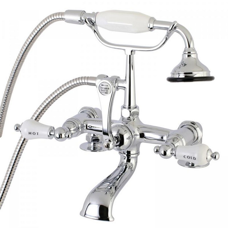 KINGSTON BRASS AE208T1 VINTAGE CLAWFOOT TUB FAUCET WITH HAND SHOWER IN CHROME