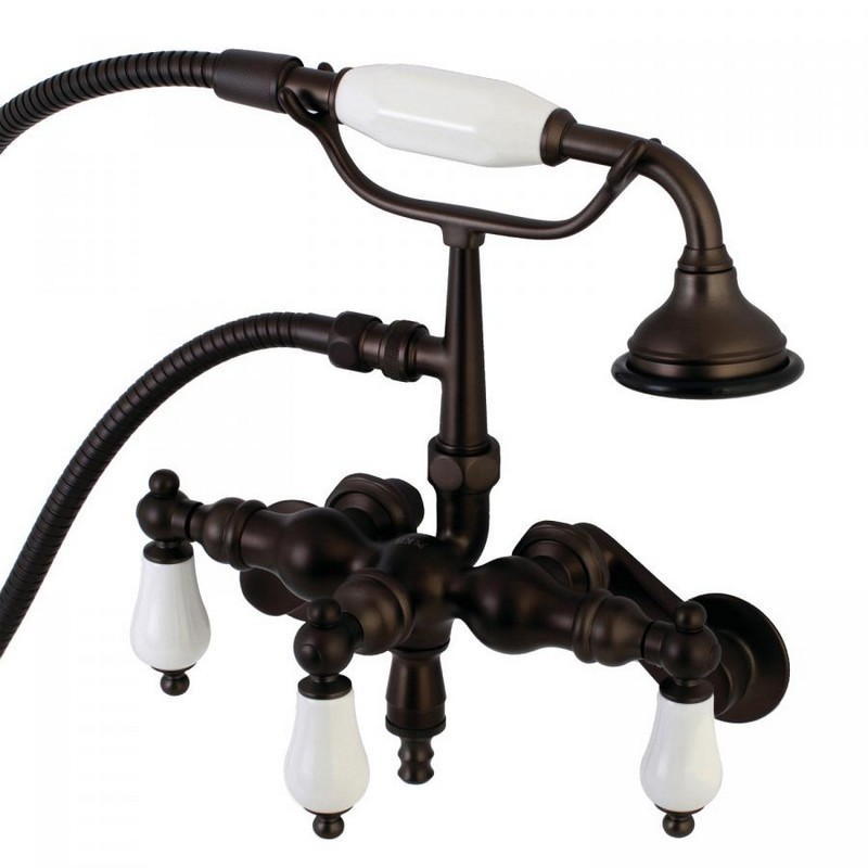 KINGSTON BRASS AE421T5 VINTAGE CLAWFOOT TUB FAUCET WITH HAND SHOWER IN OIL RUBBED BRONZE