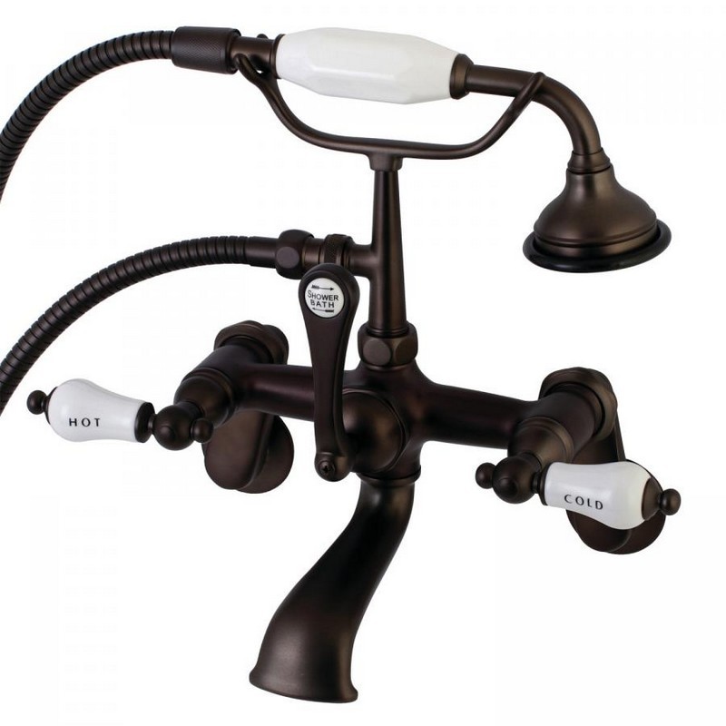 KINGSTON BRASS AE53T5 VINTAGE CLAWFOOT TUB FAUCET WITH HAND SHOWER IN OIL RUBBED BRONZE