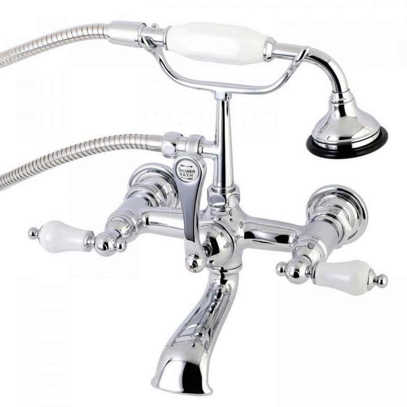 KINGSTON BRASS AE554T1 VINTAGE CLAWFOOT TUB FAUCET WITH HAND SHOWER IN CHROME