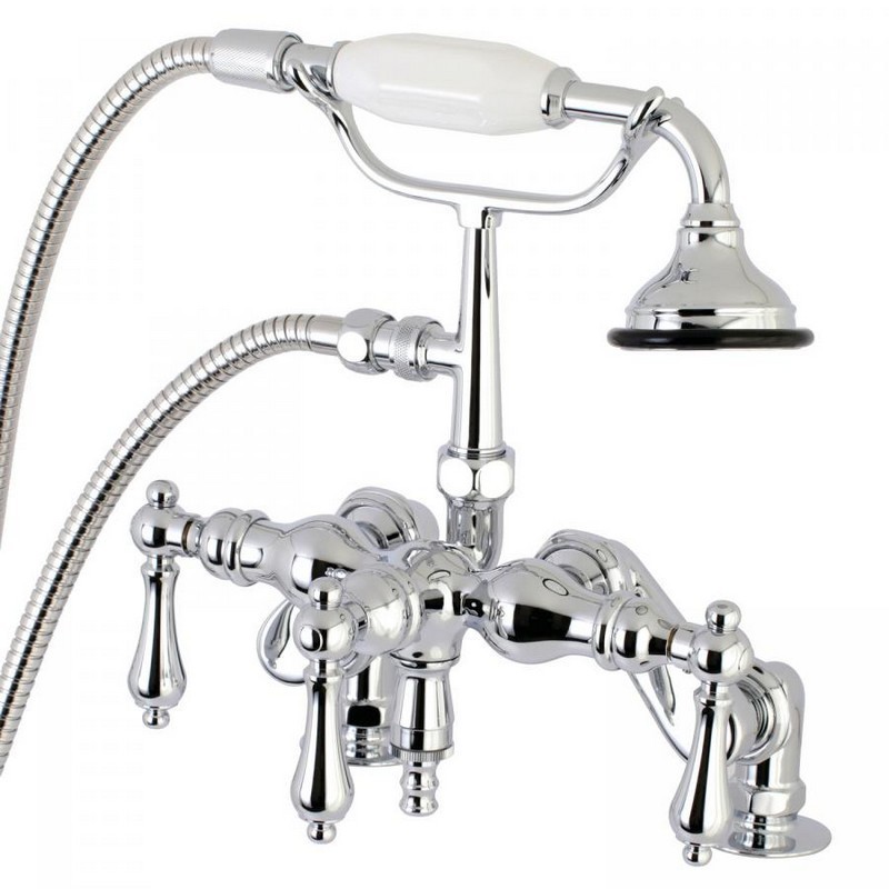KINGSTON BRASS AE620T1 VINTAGE ADJUSTABLE DECK MOUNT CLAWFOOT TUB FAUCET WITH HAND SHOWER IN CHROME