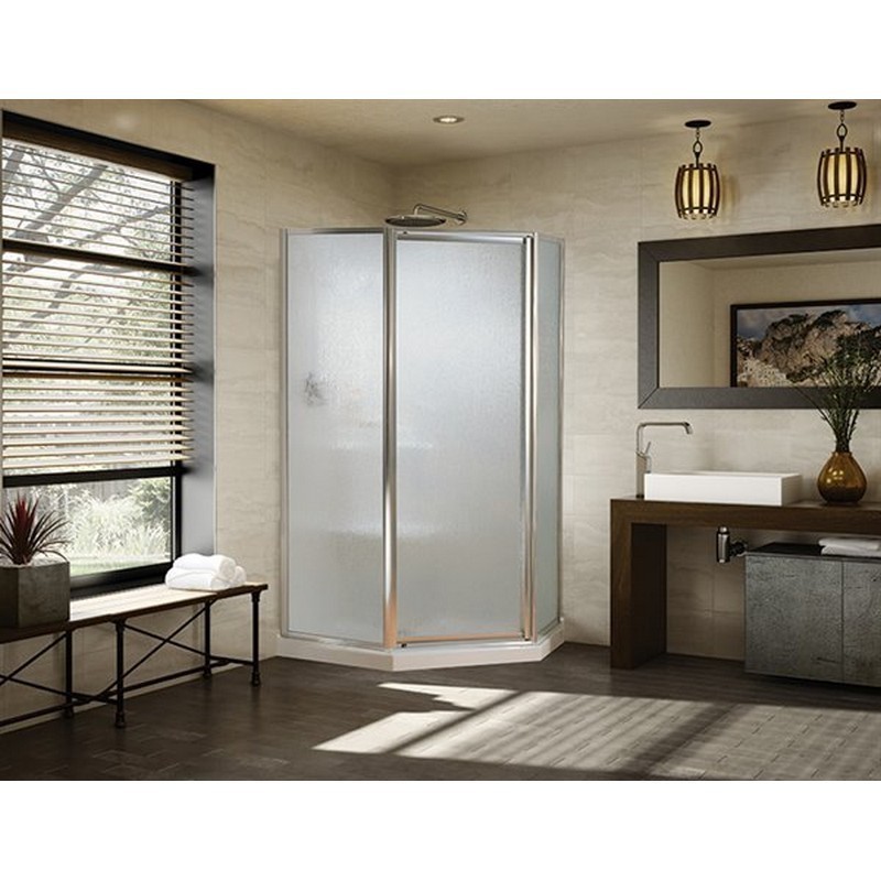 FLEURCO FNAS36HY-40 MONTREAL NEO 35-36 W X 70 H INCH NEO-ANGLE PIVOT DOOR WITH 5/32 INCH CLEAR GLASS