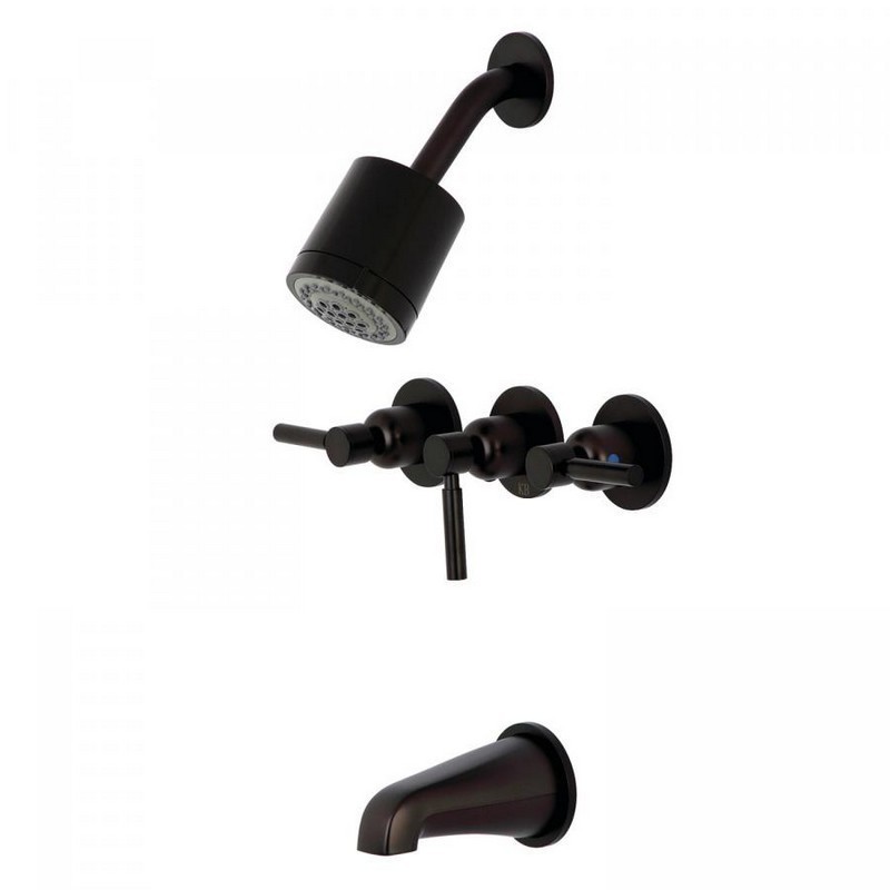 KINGSTON BRASS KBX8135DL CONCORD TUB/SHOWER FAUCET WITH 3 HANDLES IN OIL RUBBED BRONZE