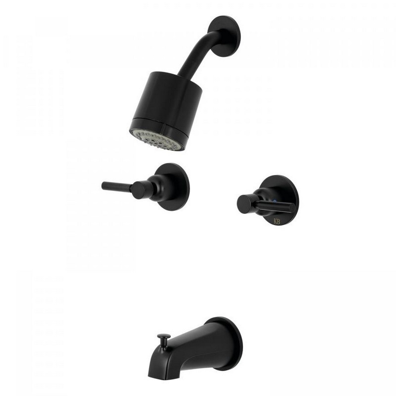 KINGSTON BRASS KBX8140DL CONCORD TUB/SHOWER FAUCET WITH 2 HANDLES IN MATTE BLACK