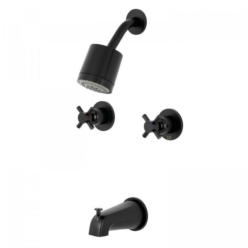 KINGSTON BRASS KBX8140DX CONCORD TUB/SHOWER FAUCET WITH 2 HANDLES IN MATTE BLACK