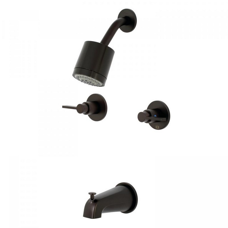 KINGSTON BRASS KBX8145NDL NUVOFUSION TUB/SHOWER FAUCET WITH 2 HANDLES IN OIL RUBBED BRONZE