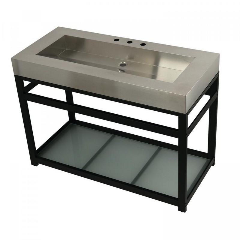 KINGSTON BRASS KVSP4922B FAUCETURE 49 INCH STAINLESS STEEL SINK WITH IRON BATHROOM CONSOLE SINK BASE