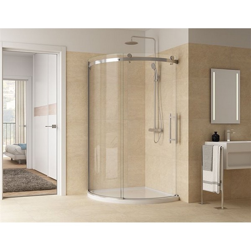 FLEURCO NOVARC362-40L NOVARA ARC 36 W X 79 H INCH LEFT CURVED DOOR GLASS DOOR AND PANEL WITH 5/16 INCH CLEAR GLASS