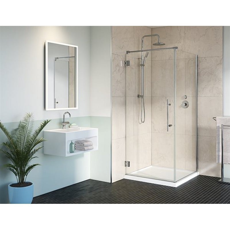 FLEURCO PMQ3248-40-79 PLATINUM CUBE 32 W X 79 H INCH DOOR WITH 48 INCH RETURN PANEL AND 3/8 INCH CLEAR GLASS