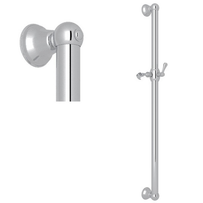 ROHL 1270 36 INCH WALL MOUNTED DECORATIVE GRAB BAR WITH LEVER HANDLE SLIDER