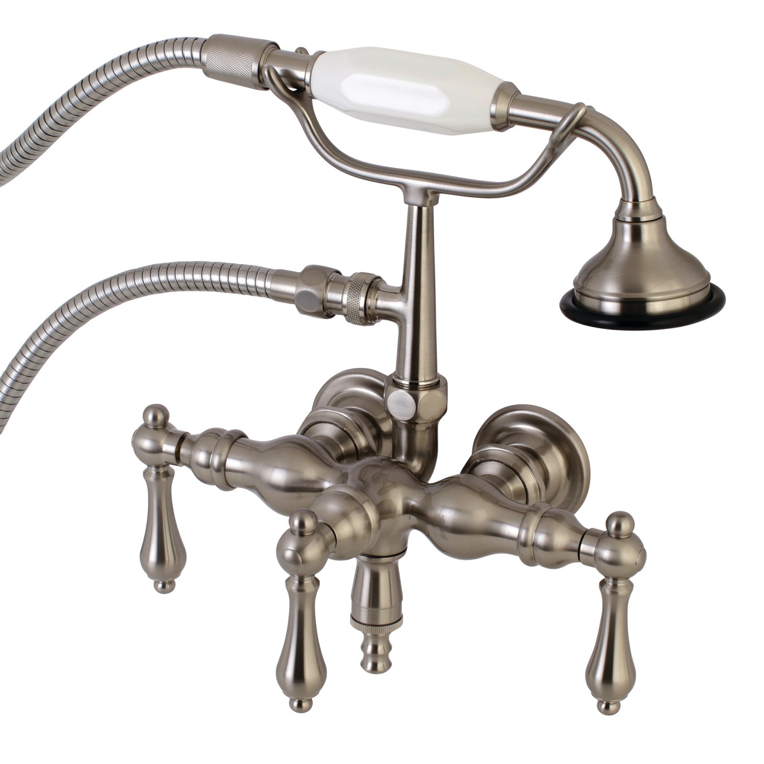 KINGSTON BRASS AE19T VINTAGE WALL MOUNT CLAWFOOT TUB FAUCET WITH HAND SHOWER