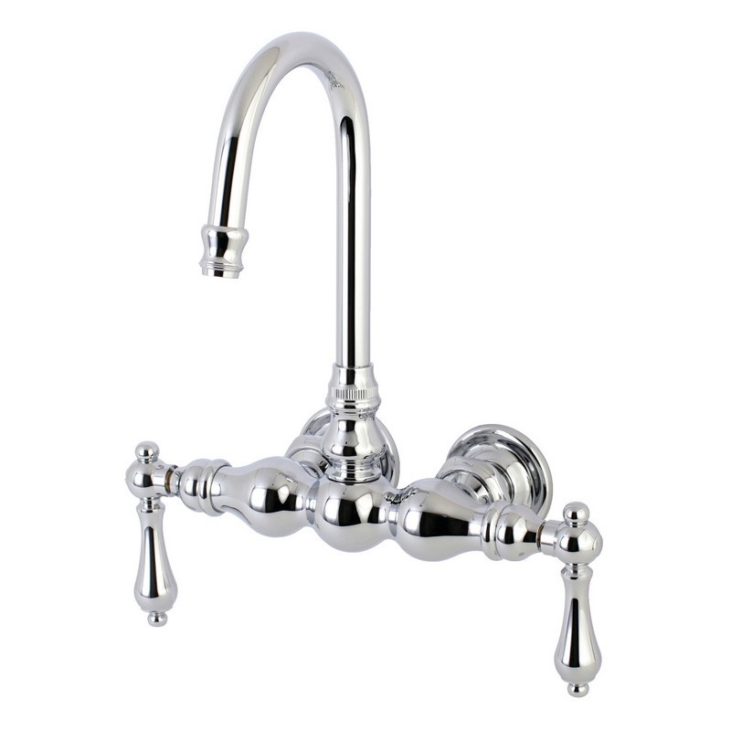 KINGSTON BRASS AE2T1 VINTAGE WALL MOUNT CLAWFOOT TUB FAUCET IN POLISHED CHROME