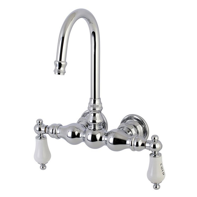 KINGSTON BRASS AE4T1 VINTAGE WALL MOUNT CLAWFOOT TUB FAUCET IN POLISHED CHROME