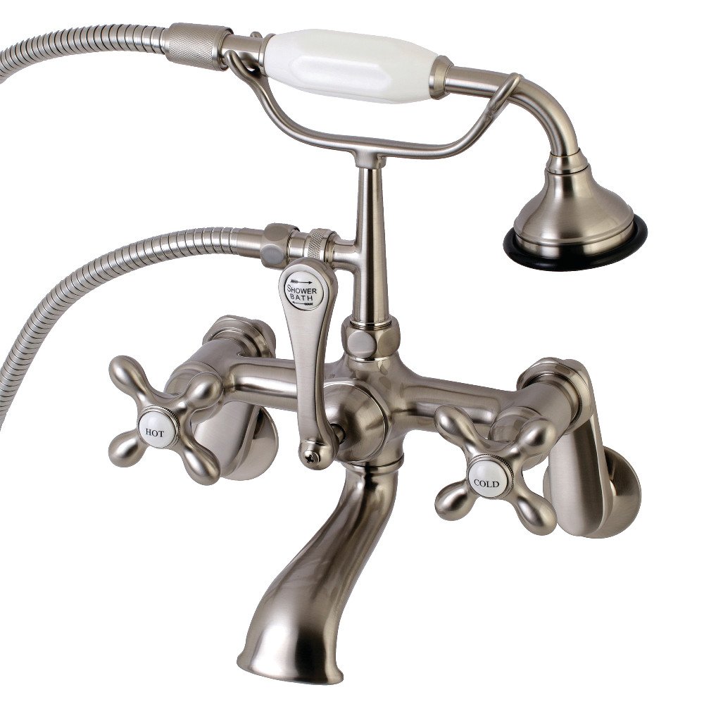 KINGSTON BRASS AE57T VINTAGE WALL MOUNT CLAWFOOT TUB FAUCET WITH HAND SHOWER