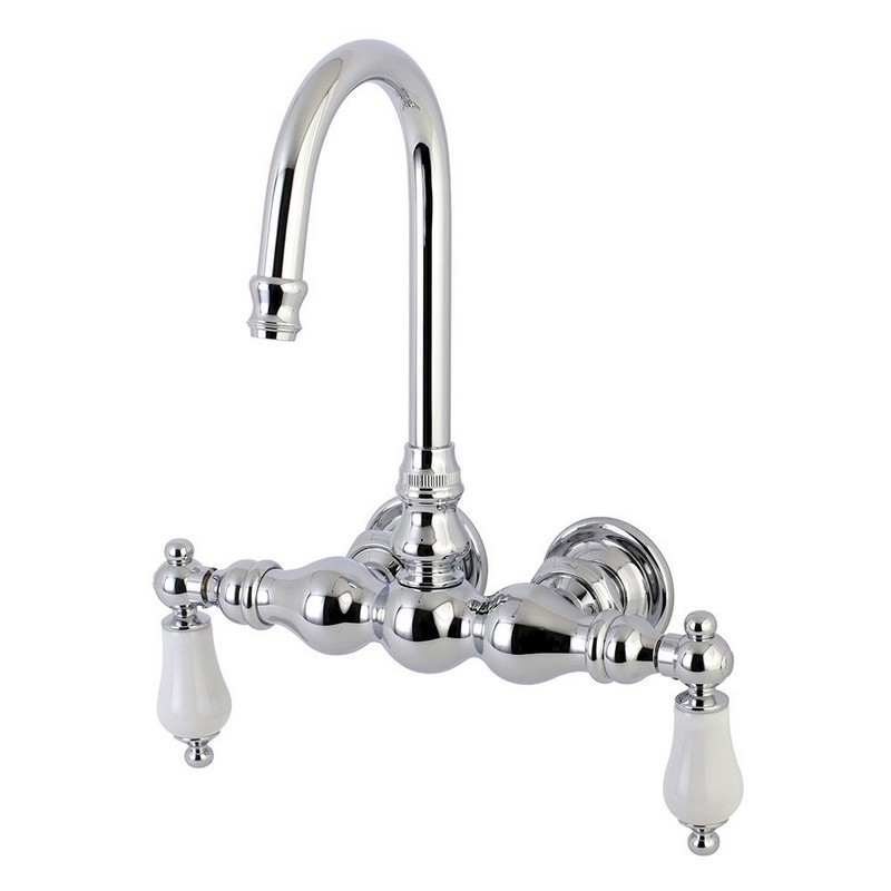 KINGSTON BRASS AE6T1 VINTAGE WALL MOUNT CLAWFOOT TUB FAUCET IN POLISHED CHROME