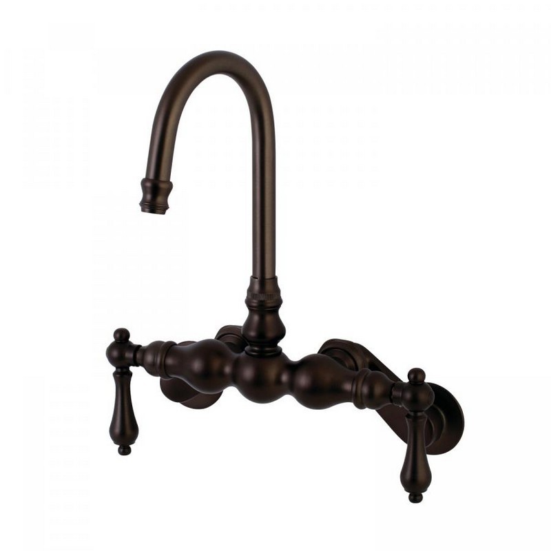 KINGSTON BRASS AE81T5 VINTAGE 3-3/8-INCH ADJUSTABLE WALL MOUNT TWO HANDLE TUB FAUCET IN OIL RUBBED BRONZE