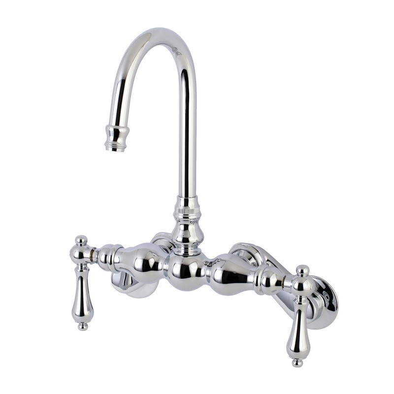 KINGSTON BRASS AE82T1 VINTAGE WALL MOUNT CLAWFOOT TUB FAUCET IN POLISHED CHROME