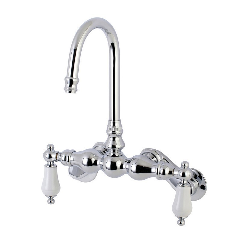 KINGSTON BRASS AE84T1 VINTAGE WALL MOUNT CLAWFOOT TUB FAUCET IN POLISHED CHROME