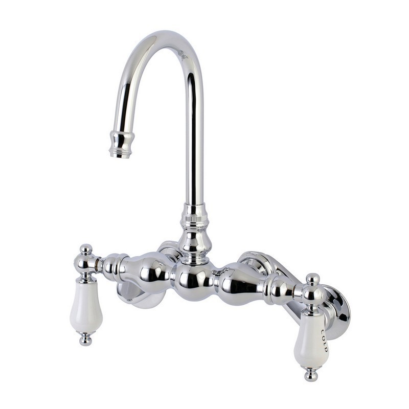 KINGSTON BRASS AE86T1 VINTAGE WALL MOUNT CLAWFOOT TUB FAUCET IN POLISHED CHROME