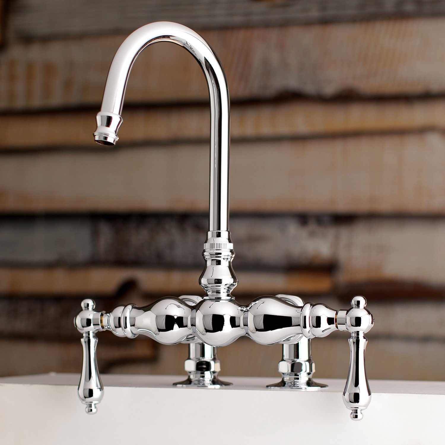 KINGSTON BRASS AE92T1 VINTAGE DECK MOUNT CLAWFOOT TUB FAUCET IN POLISHED CHROME