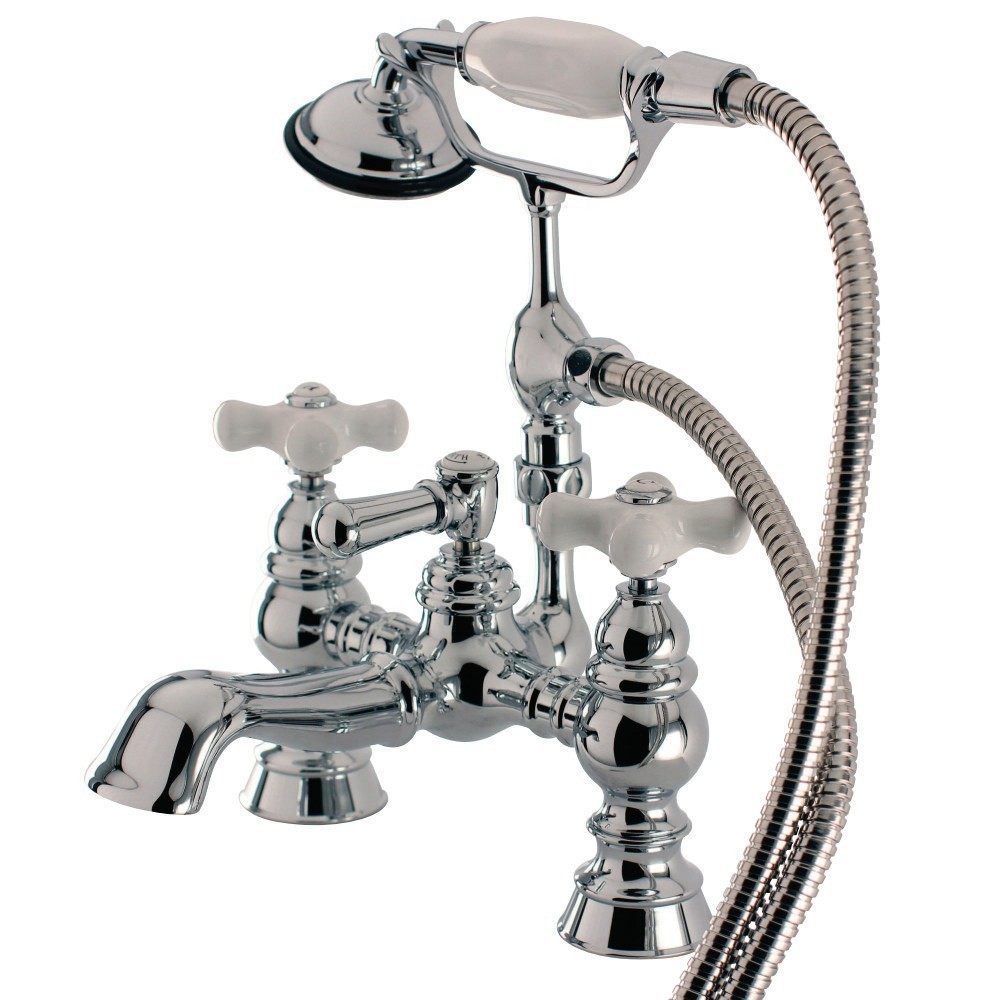 KINGSTON BRASS CC1161T HERITAGE DECK MOUNT TUB FILLER WITH HAND SHOWER