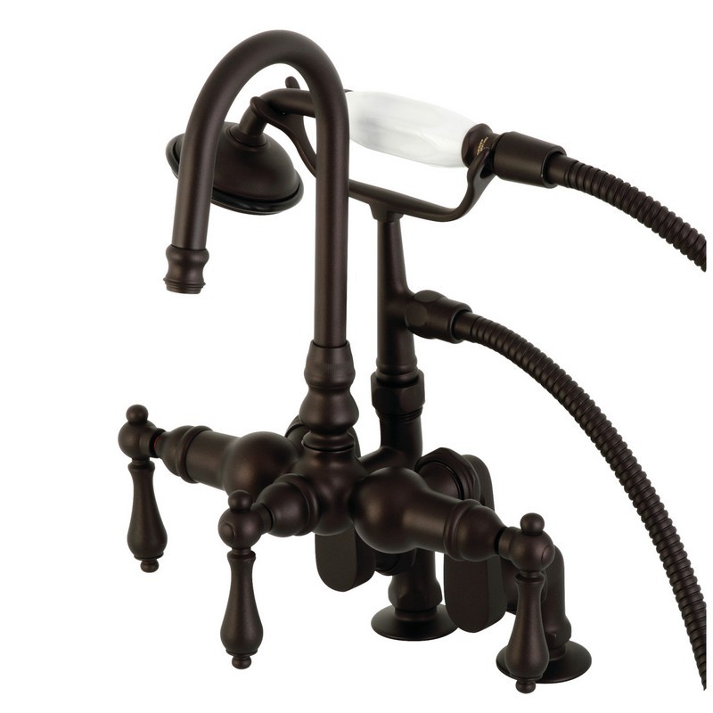 KINGSTON BRASS CC613T5 VINTAGE CLAWFOOT TUB FILLER WITH HAND SHOWER IN OIL RUBBED BRONZE
