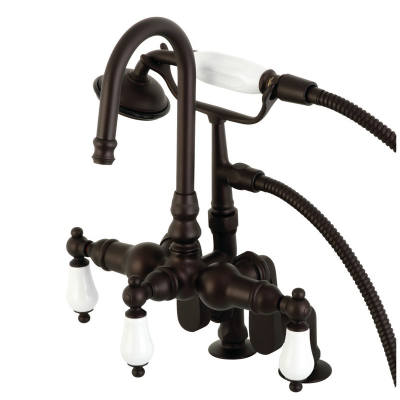 KINGSTON BRASS CC615T5 VINTAGE CLAWFOOT TUB FILLER WITH HAND SHOWER IN OIL RUBBED BRONZE