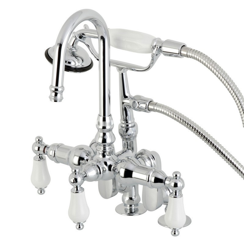 KINGSTON BRASS CC616T1 VINTAGE CLAWFOOT TUB FILLER WITH HAND SHOWER IN POLISHED CHROME