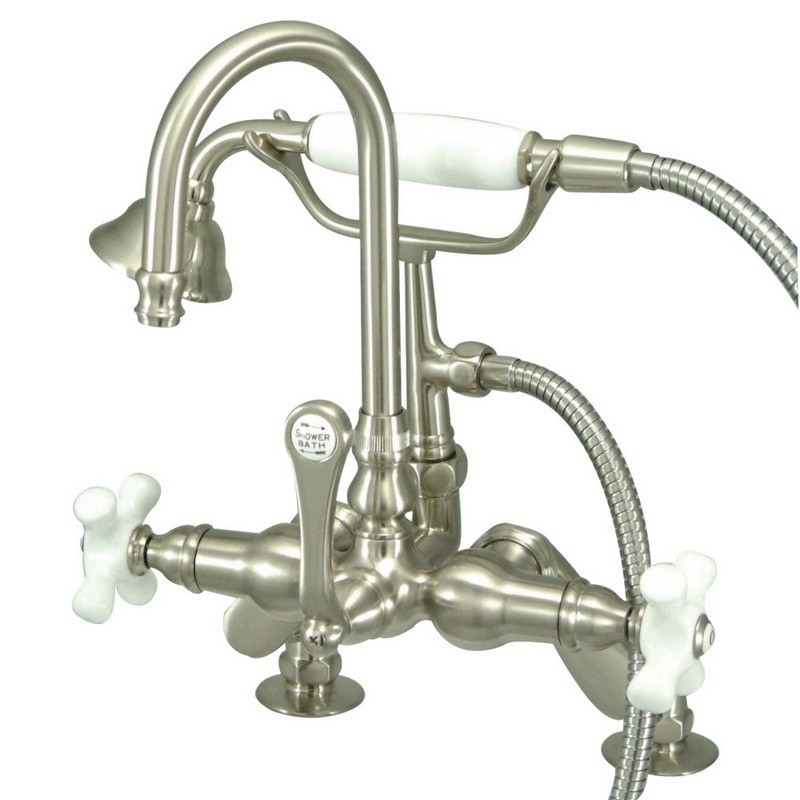 KINGSTON BRASS CC8538PX CLAWFOOT TUB FILLER WITH HAND SHOWER IN BRUSHED NICKEL
