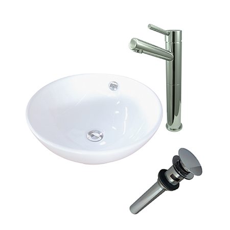 KINGSTON BRASS EV4129S84 PERFECTION VITREOUS CHINA BASIN WITH SINK FAUCET AND DRAIN COMBO