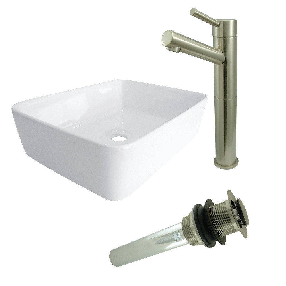 KINGSTON BRASS EV5102S84 VESSEL SINK WITH CONCORD SINK FAUCET AND DRAIN COMBO