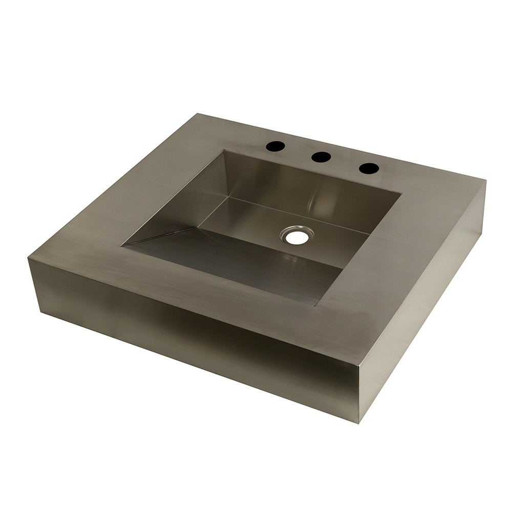 KINGSTON BRASS GLTS25225 FAUCETURE SINGLE-BOWL LAVATORY WASH BASIN IN STAINLESS STEEL