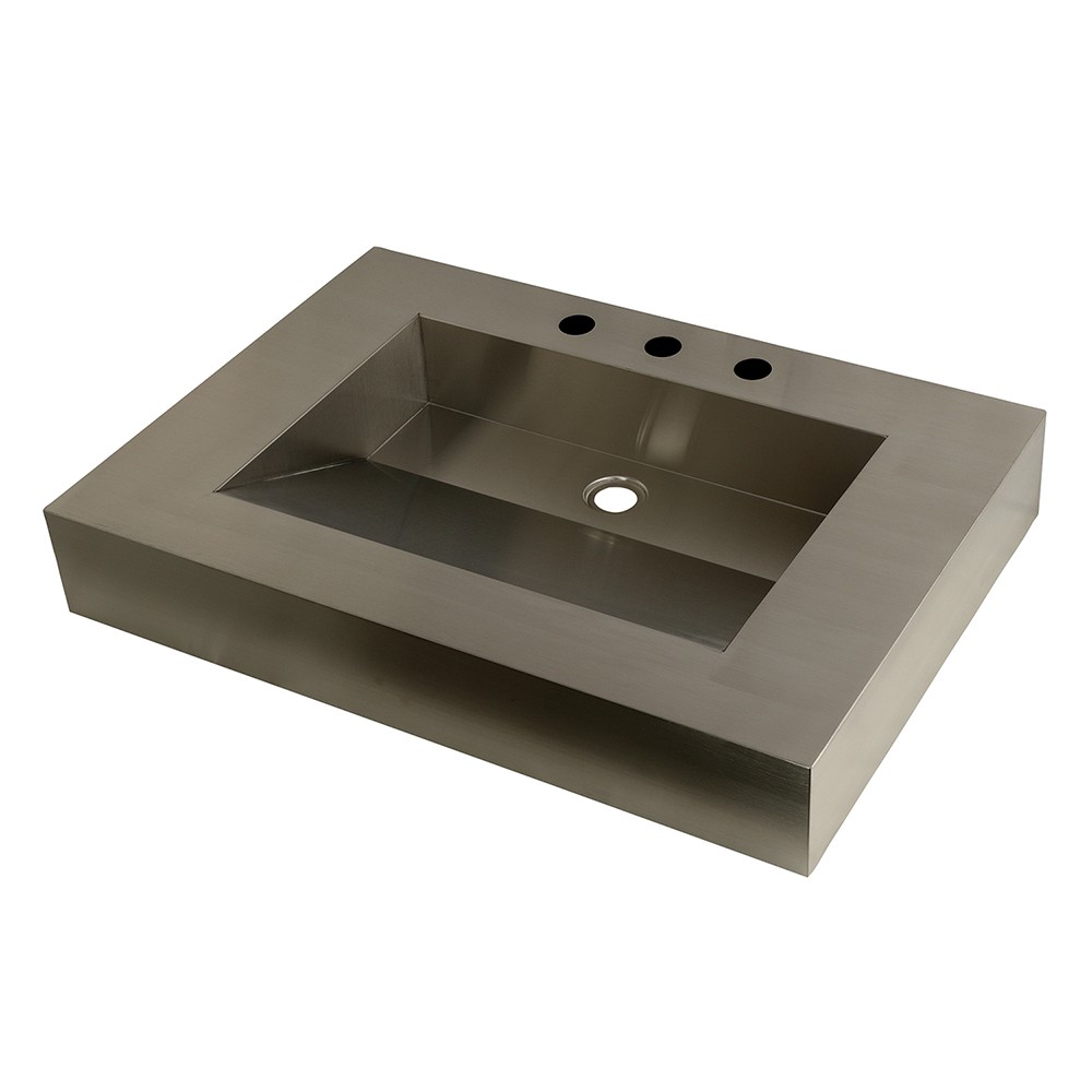 KINGSTON BRASS GLTS31225 FAUCETURE SINGLE-BOWL LAVATORY WASH BASIN IN STAINLESS STEEL
