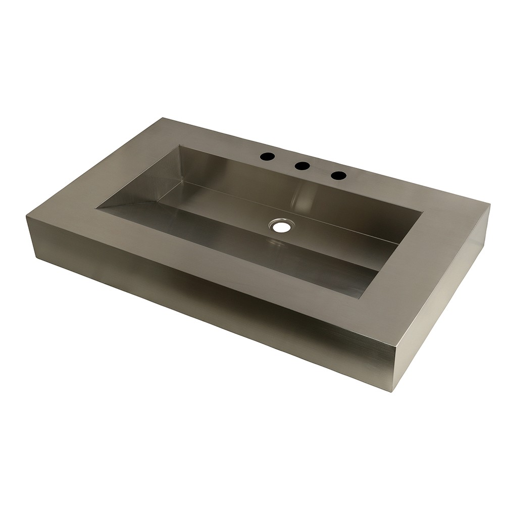 KINGSTON BRASS GLTS37225 FAUCETURE SINGLE-BOWL LAVATORY WASH BASIN IN STAINLESS STEEL