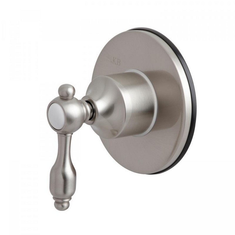 KINGSTON BRASS KS3038TAL THREE-WAY DIVERTER VALVE WITH SINGLE HANDLE AND ROUND PLATE IN BRUSHED NICKEL