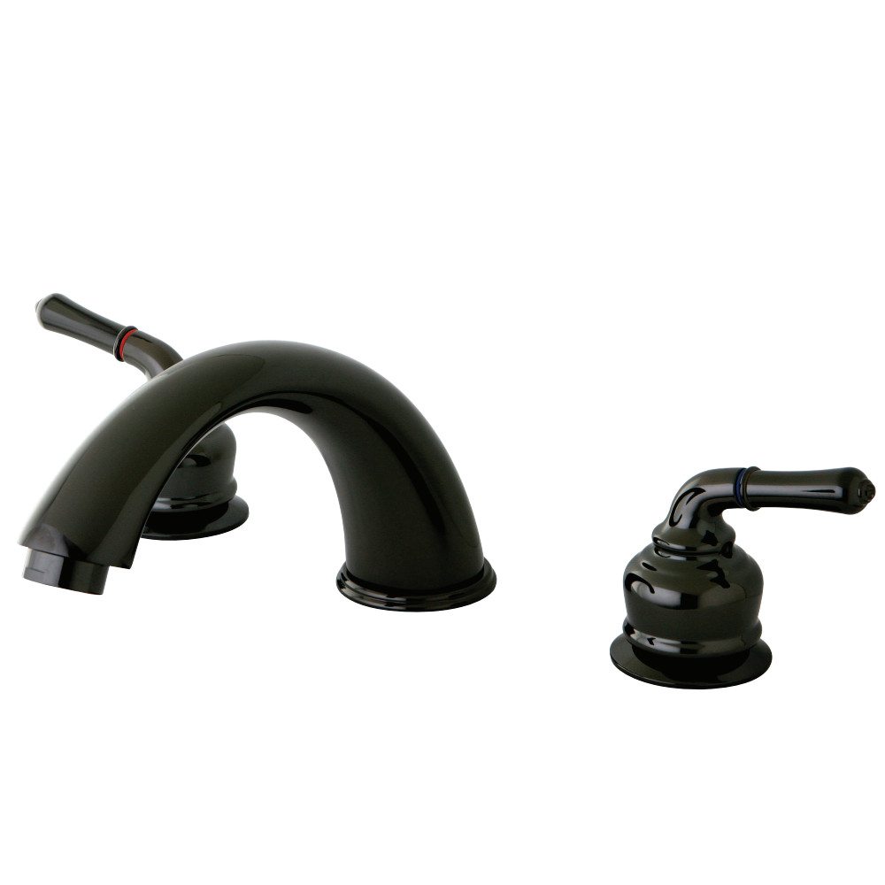 KINGSTON BRASS NB360 WATER ONYX ROMAN TUB FILLER WITH TWIN LEVER HANDLE IN BLACK STAINLESS STEEL