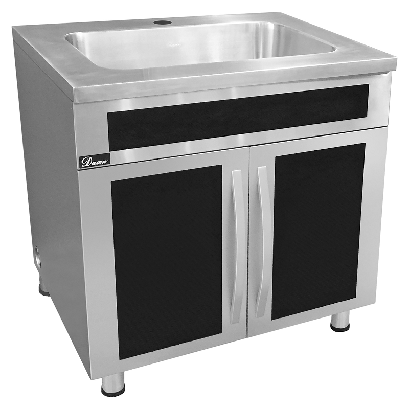 DAWN SSC3636G 36 INCH SEAMLESS ONE-PIECE STAINLESS STEEL CABINET WITH INTEGRATED SINK IN POLISHED SATIN