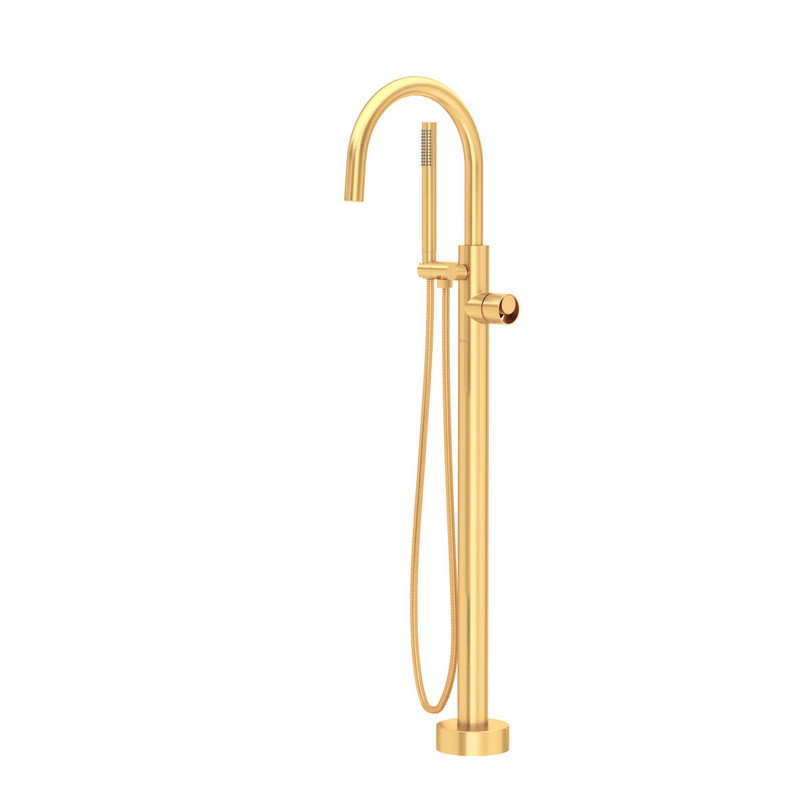 ROHL TEC06HF1IWG ECLISSI 12 GPM SINGLE HOLE FLOOR MOUNT TUB FILLER SATIN GOLD TRIM WITH C-SPOUT