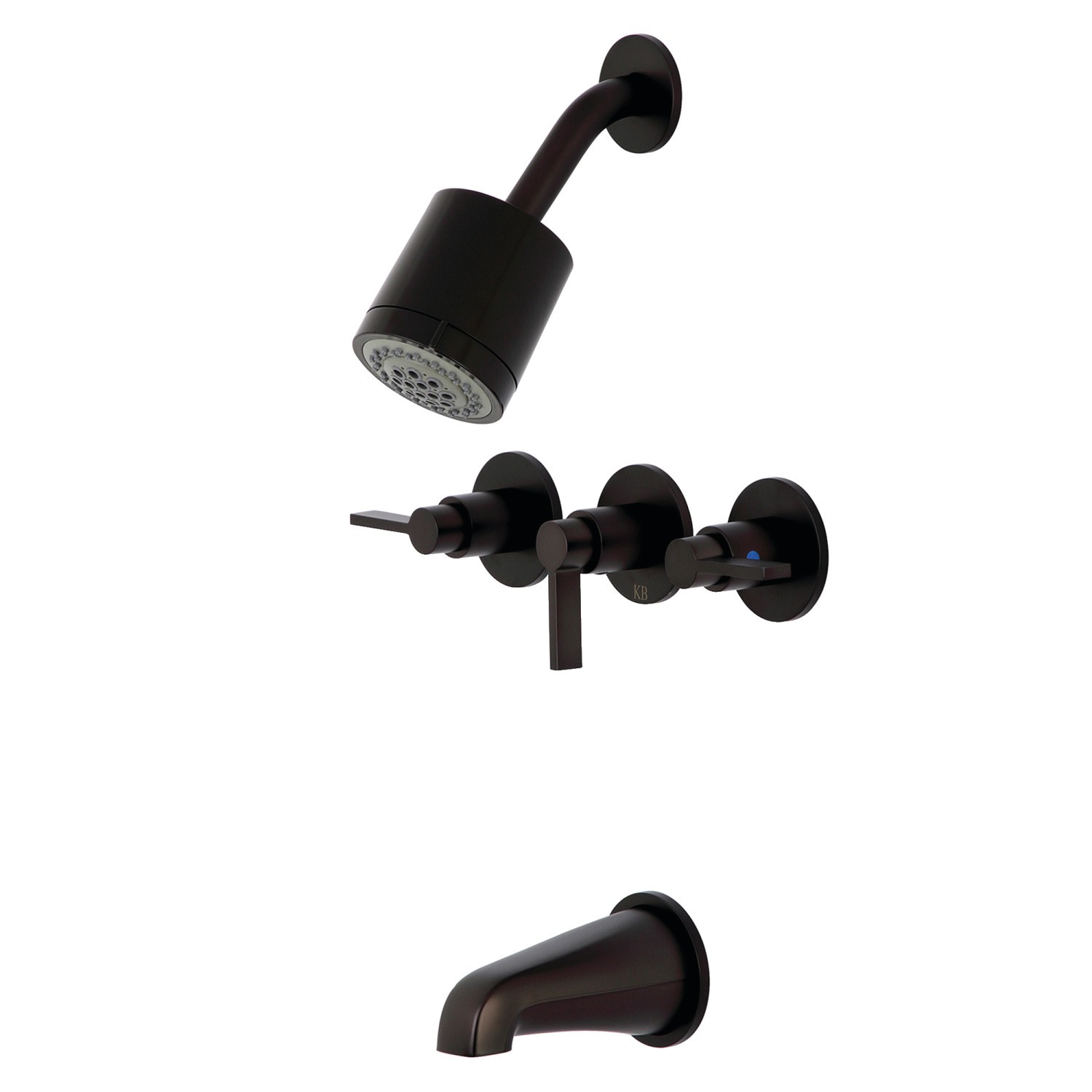 KINGSTON BRASS KBX8135NDL NUVOFUSION TUB/SHOWER FAUCET WITH 3 HANDLES IN OIL RUBBED BRONZE