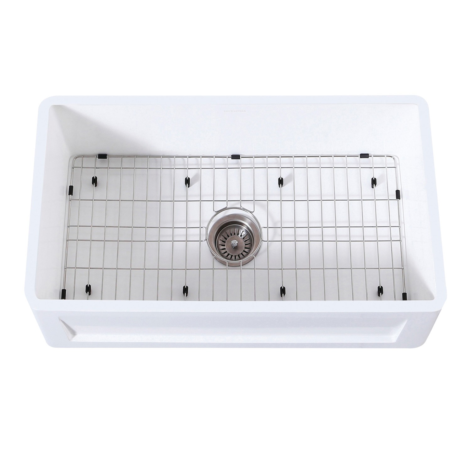 KINGSTON BRASS KGKFA301810SQ GOURMETIER 30 INCH FARMHOUSE SINGLE BOWL KITCHEN SINK WITH STRAINER AND GRID