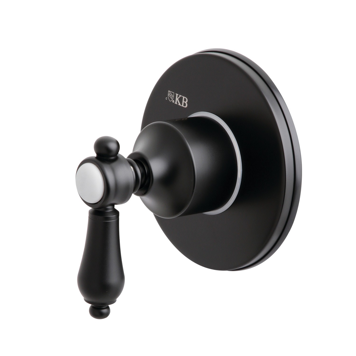 KINGSTON BRASS KS3030BAL THREE-WAY DIVERTER VALVE WITH SINGLE HANDLE AND ROUND PLATE IN MATTE BLACK