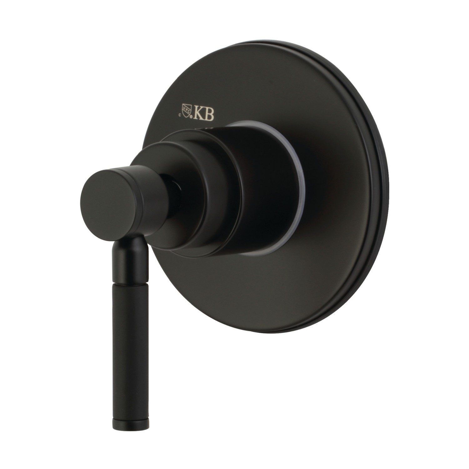 KINGSTON BRASS KS3030DKL CONCORD THREE-WAY DIVERTER VALVE WITH SINGLE HANDLE AND ROUND PLATE IN MATTE BLACK