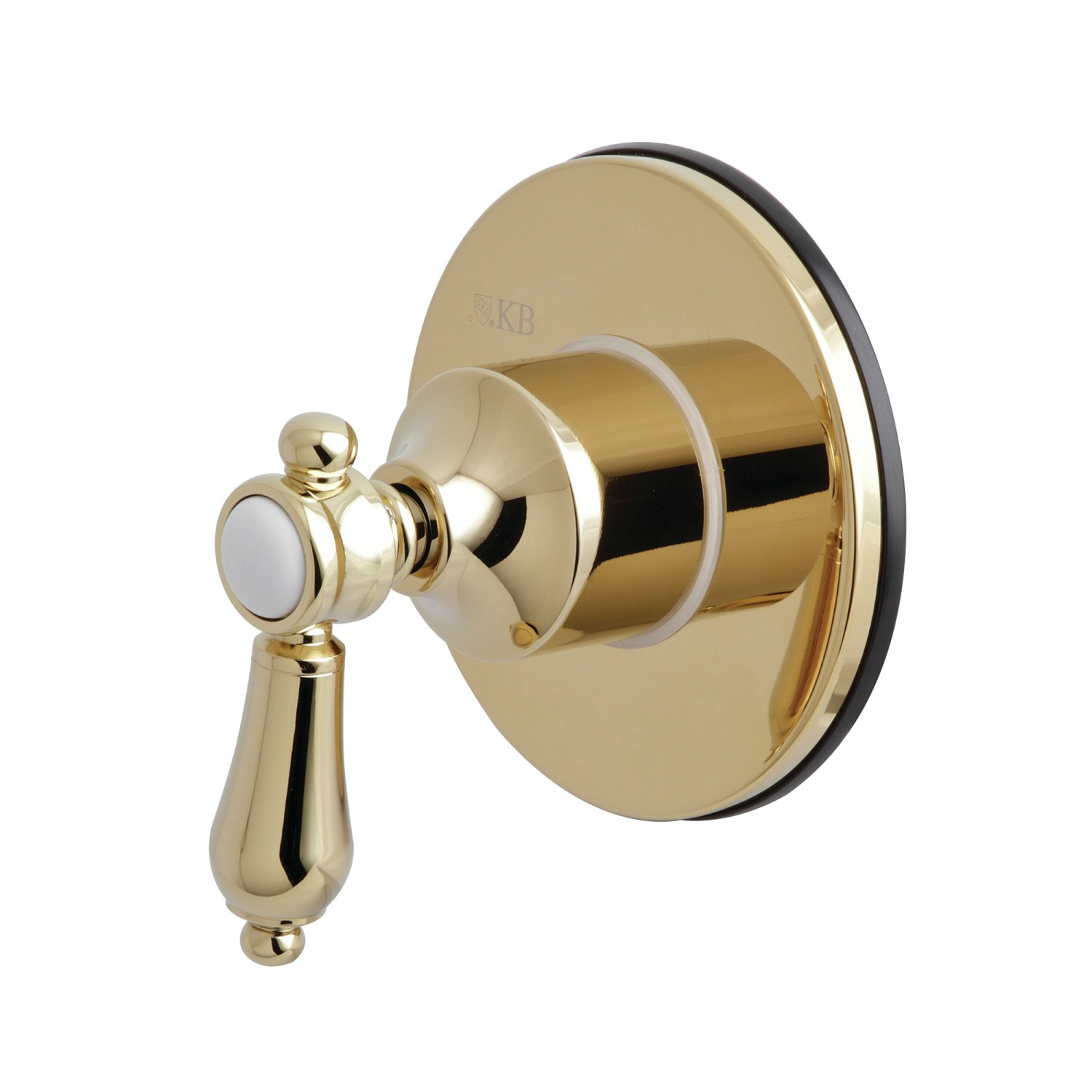 KINGSTON BRASS KS3032BAL THREE-WAY DIVERTER VALVE WITH SINGLE HANDLE AND ROUND PLATE IN POLISHED BRASS