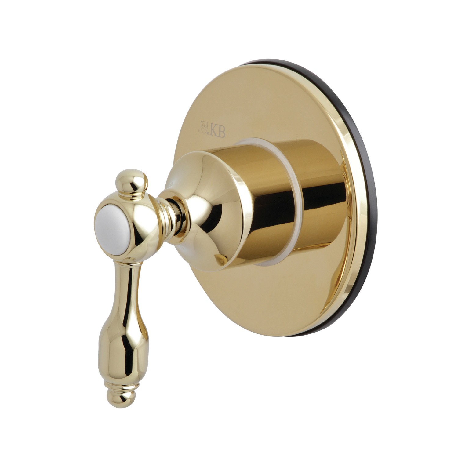 KINGSTON BRASS KS3032TAL THREE-WAY DIVERTER VALVE WITH SINGLE HANDLE AND ROUND PLATE IN POLISHED BRASS