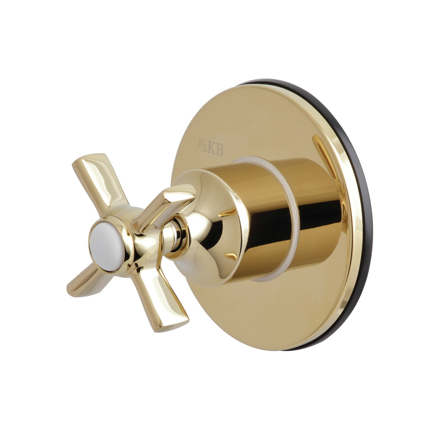KINGSTON BRASS KS3032ZX THREE-WAY DIVERTER VALVE WITH SINGLE HANDLE AND ROUND PLATE IN POLISHED BRASS