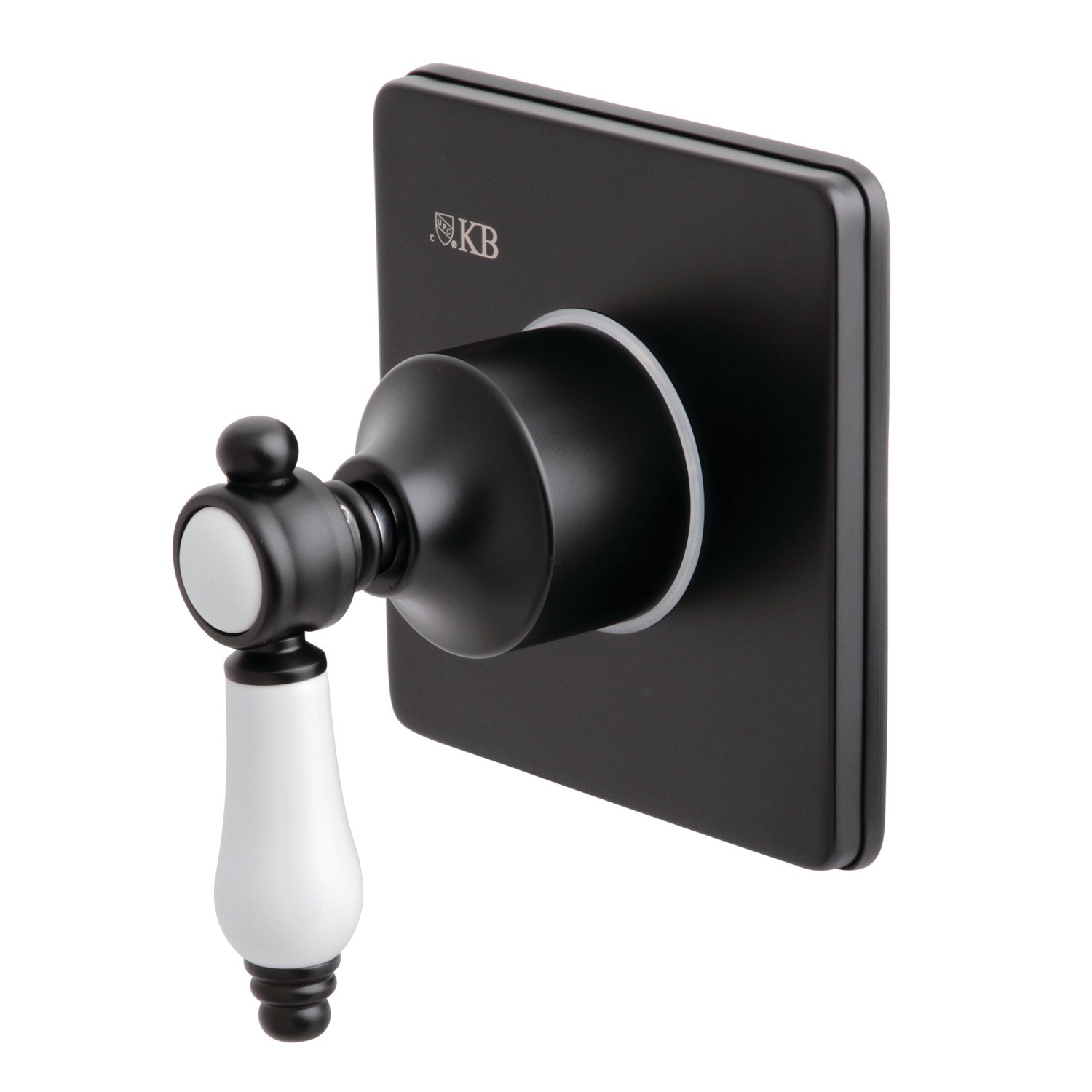 KINGSTON BRASS KS3040BPL THREE-WAY DIVERTER VALVE WITH SINGLE HANDLE AND SQUARE PLATE IN MATTE BLACK