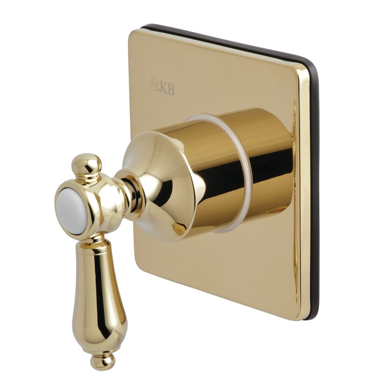 KINGSTON BRASS KS3042BAL THREE-WAY DIVERTER VALVE WITH SINGLE HANDLE AND SQUARE PLATE IN POLISHED BRASS