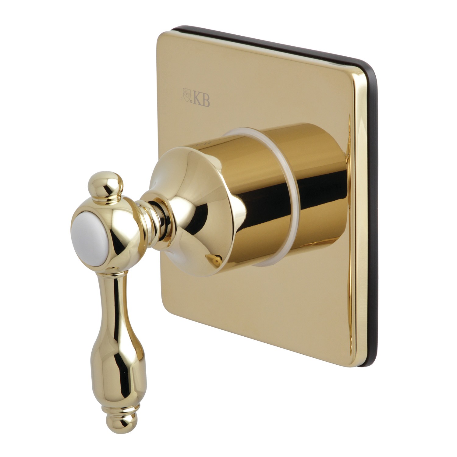 KINGSTON BRASS KS3042TAL THREE-WAY DIVERTER VALVE WITH SINGLE HANDLE AND SQUARE PLATE IN POLISHED BRASS