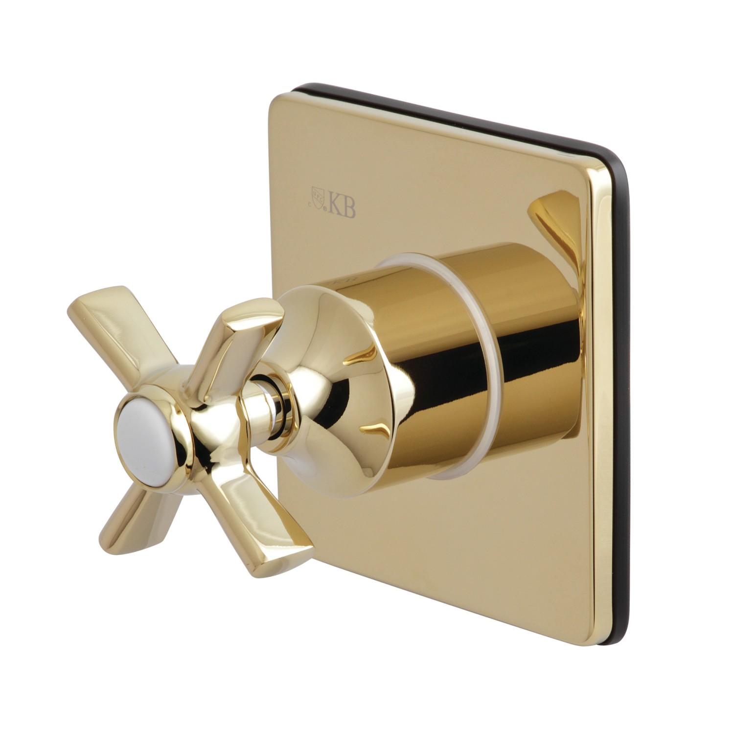 KINGSTON BRASS KS3042ZX THREE-WAY DIVERTER VALVE WITH SINGLE HANDLE AND SQUARE PLATE IN POLISHED BRASS