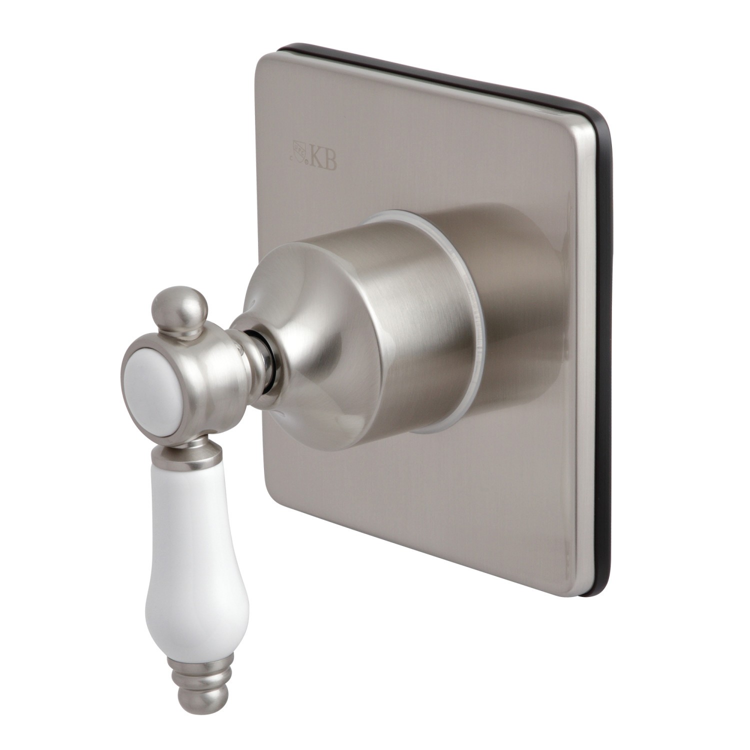 KINGSTON BRASS KS3048BPL THREE-WAY DIVERTER VALVE WITH SINGLE HANDLE AND SQUARE PLATE IN BRUSHED NICKEL